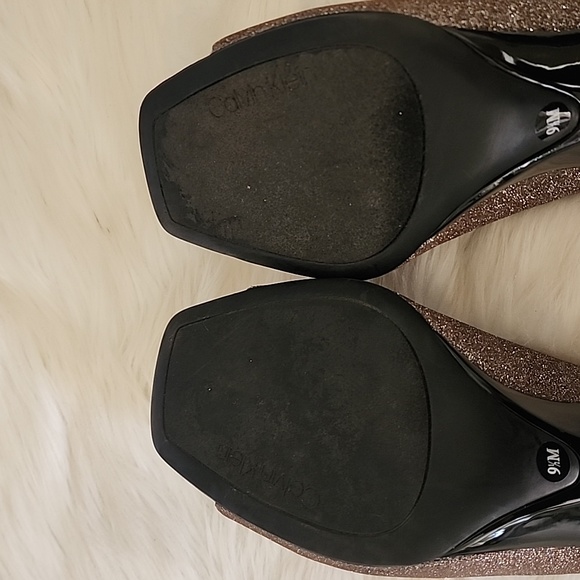 Calvin Klein Matos Open Toe Glitter Pump Heels Heel in Mahog Women's Size 9.5 - Picture 5 of 17